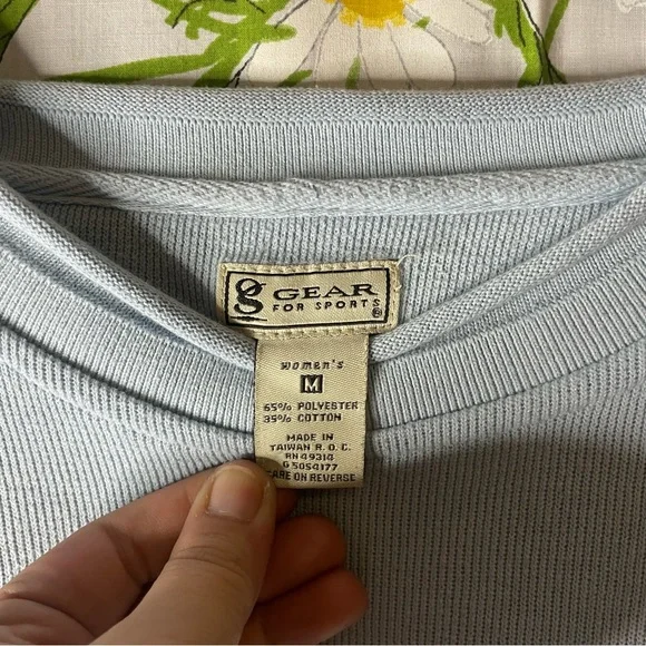 Vintage 90s pastel blue semi crop embroidered graphic Cherokee feather t shirt - Picture 8 of 9